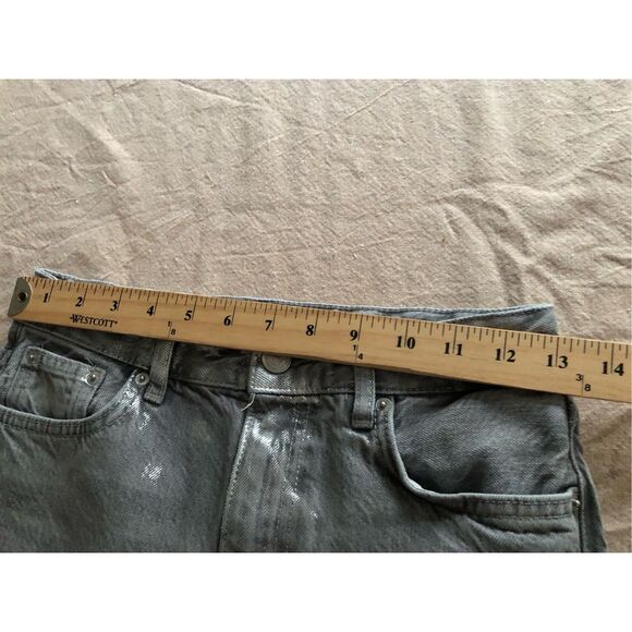 Zara Jeans Womens Size 2 Gray Silver Metallic Denim High Rise - Picture 7 of 11